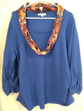 Women's Notation's Sweater Shirt Size 2X Top Blue scarf